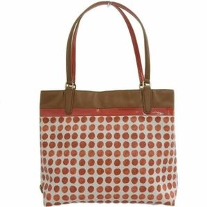 Coach Paint Dot Polka Dot Tote Bag Red White Brown